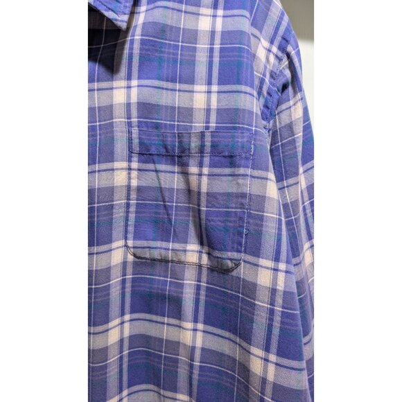 LL Bean Womens Flannel Fleece Lined Shirt 2X Purple Plaid Jacket Shacket Button - Picture 7 of 12